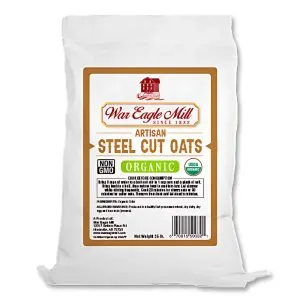 25 lb bag of War Eagle Mill Organic Steel Cut Oats