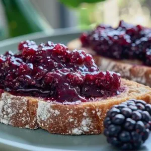 Thick blackberry jam on toast with fresh blackberries – War Eagle Mill