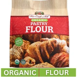War Eagle Mill Organic Pastry Flour 32 oz bag with baked goods