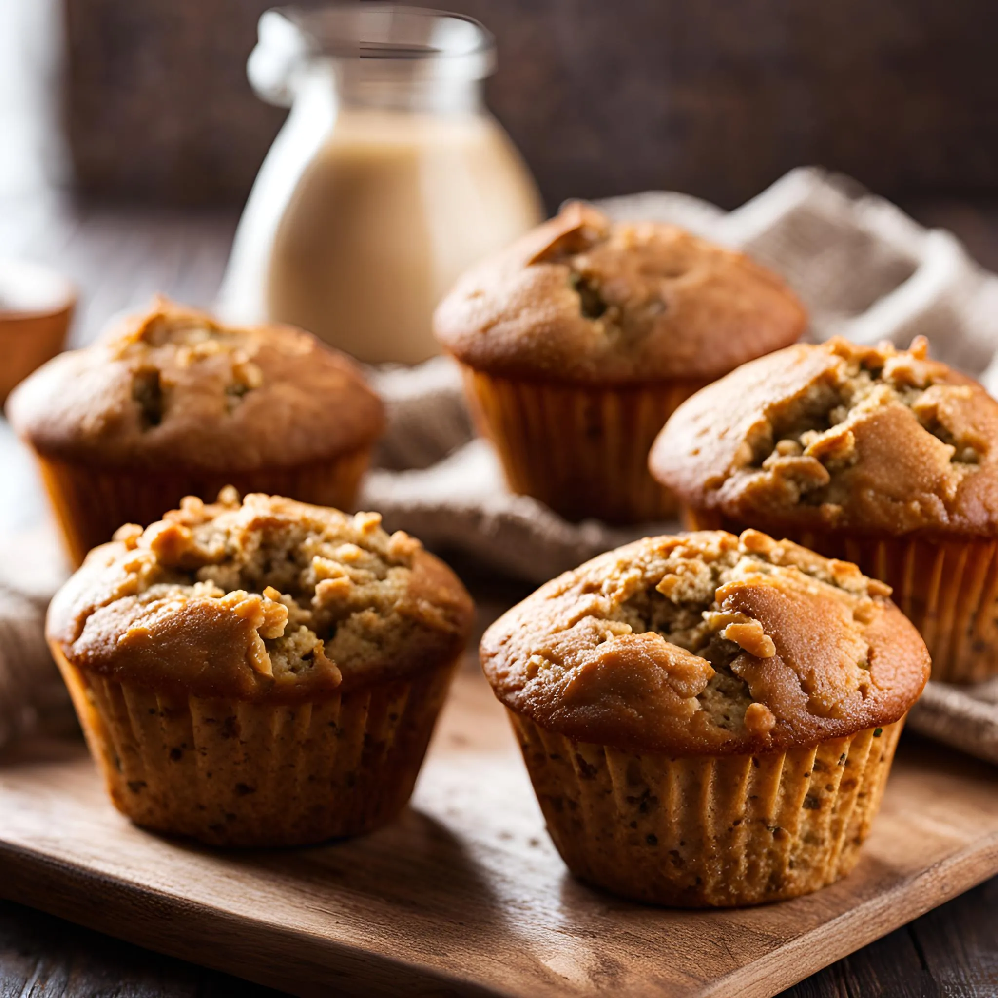Freshly baked no crash multigrain muffins cooling on a cutting board